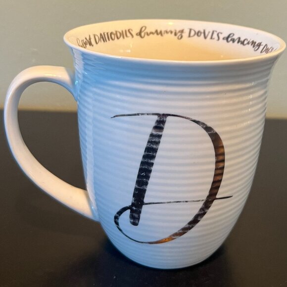 Letter D “All Great Things Begin with the Letter D” Initial Monogram Ceramic Mug - Picture 3 of 14